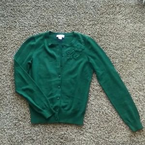 SALE: Ann Taylor Loft | Green Embroidered Cardigan